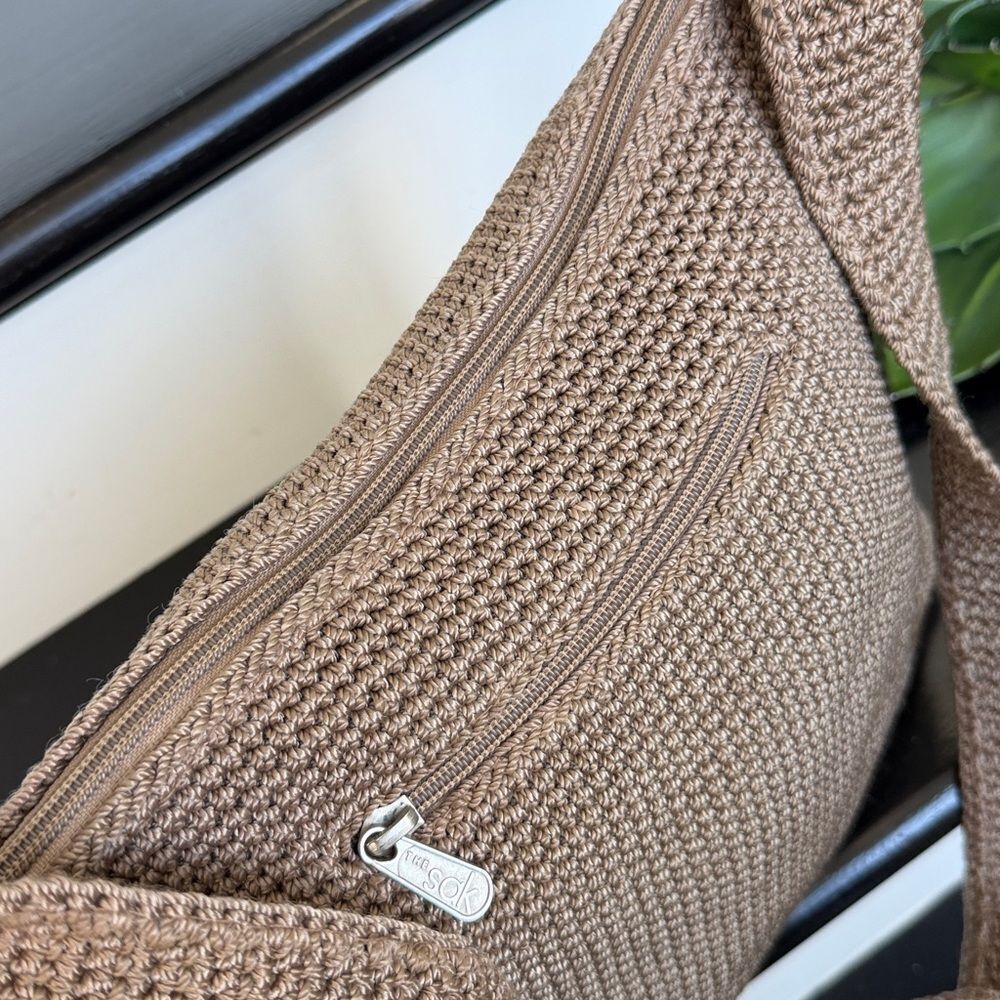 The Sak woven neutral shoulder purse clean non smoking tan boho relaxed vibe - Picture 9 of 10